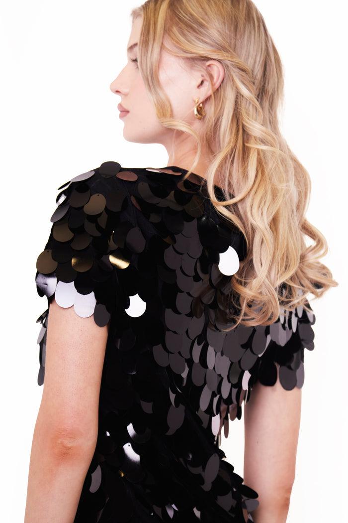 Jaded Rose Kimber Black Disc Sequin Mini Tunic Dress