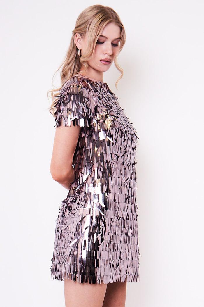 Jaded Rose Kimber Mauve Champagne Sequin Mini Tunic Dress