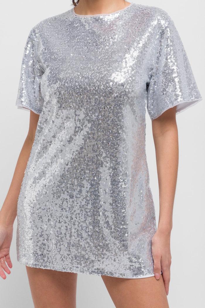 Jaded Rose Kimber Tunic Sequin Silver Dress. Chic & Glamorous