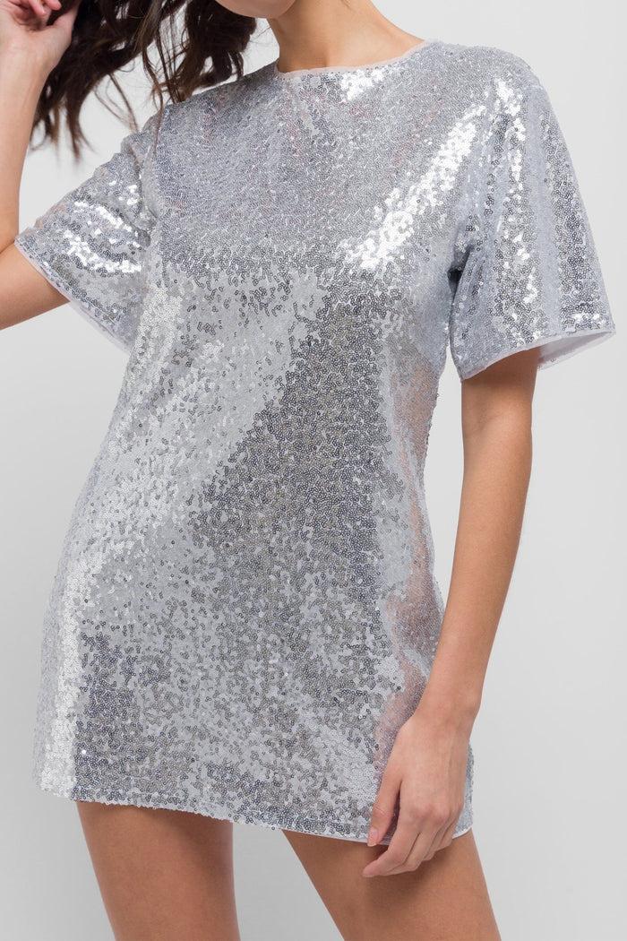 jaded rose Kimber Tunic Sequin Silver Dress. Chic & Glamorous