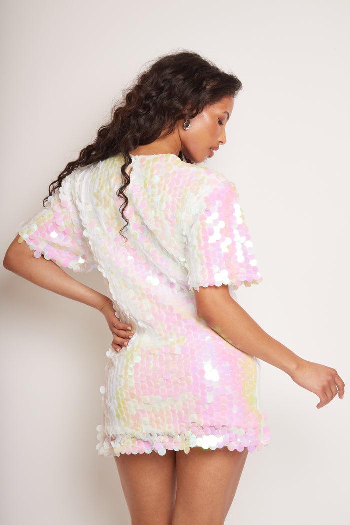 Jaded Rose Kimber Tunic Sequin White Dress. Chic & Glamorous