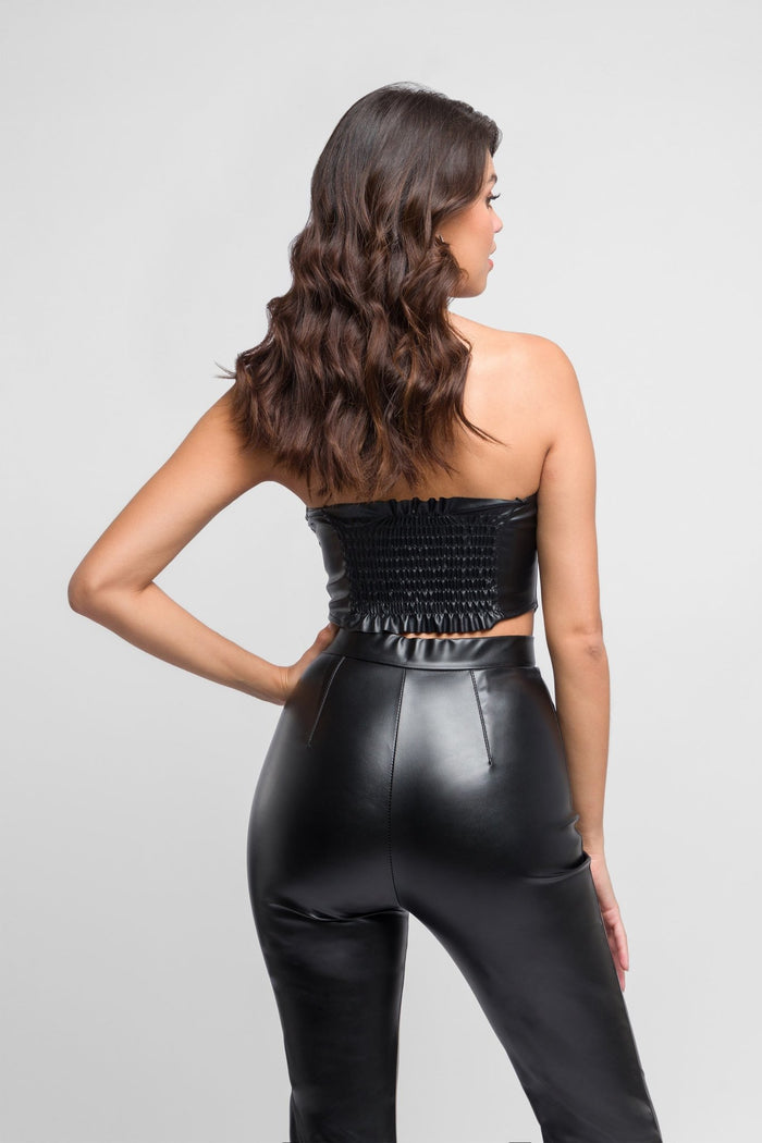 Jaded Rose Lizo Black Corset Top With Boning In PVC