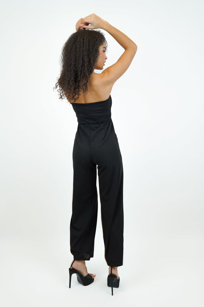 Jaded Rose Noe Jumpsuit In Black With Bandeau Neckline