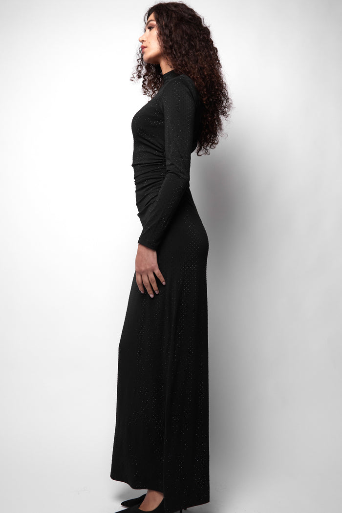 Jaded Rose Penny Black Hotfix Stud Long Sleeve Maxi Dress