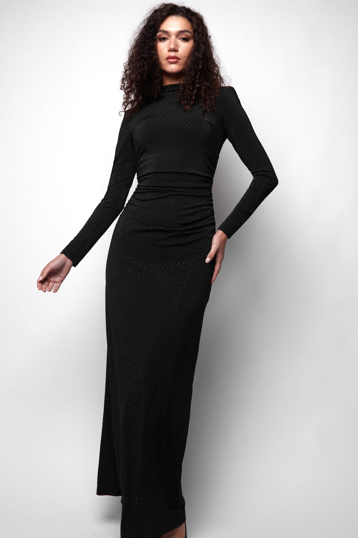 Jaded Rose Penny Black Hotfix Stud Long Sleeve Maxi Dress