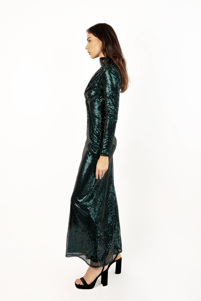 Jaded Rose Rika Maxi Sequin Dress In Deep Sea Green