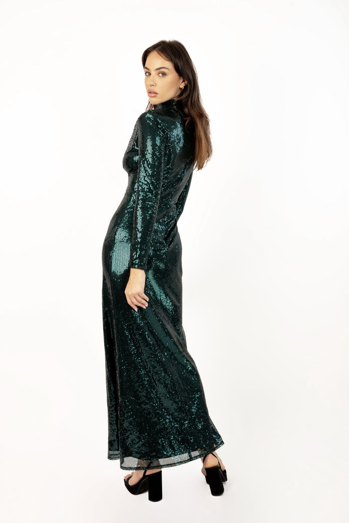 Jaded Rose Rika Maxi Sequin Dress In Deep Sea Green