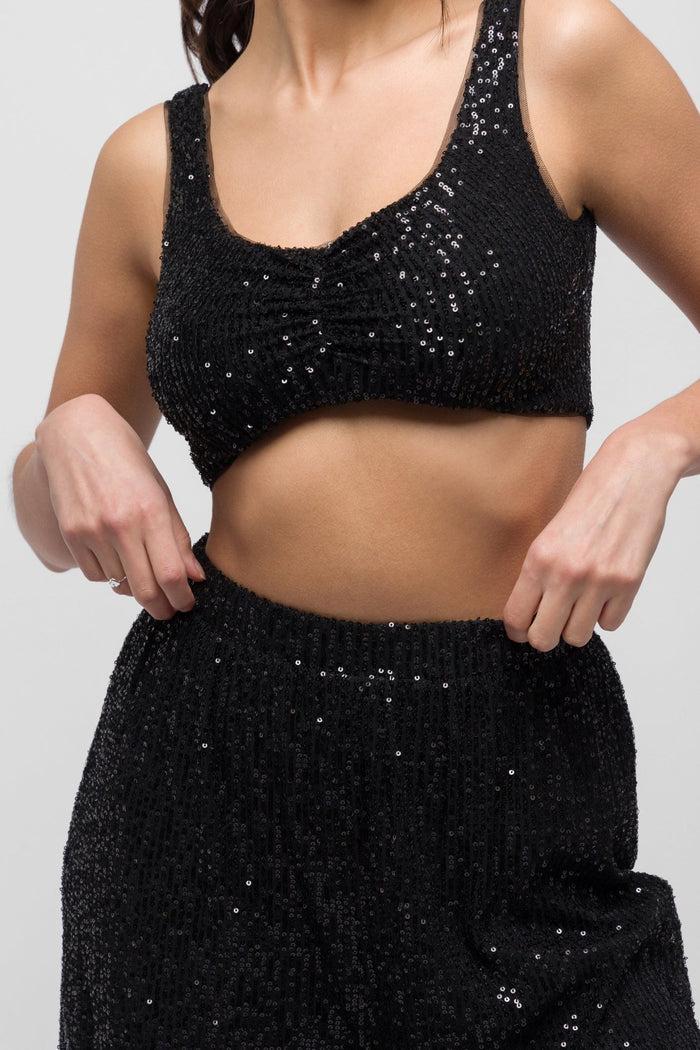 Jaded Rose Sali Sequin Pants In Black. Dazzling & Versatile