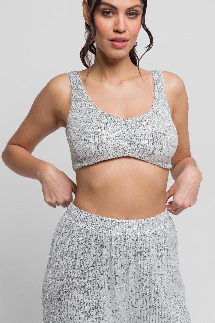 Jaded Rose Sali Sequin Top In Silver. Dazzling & Versatile