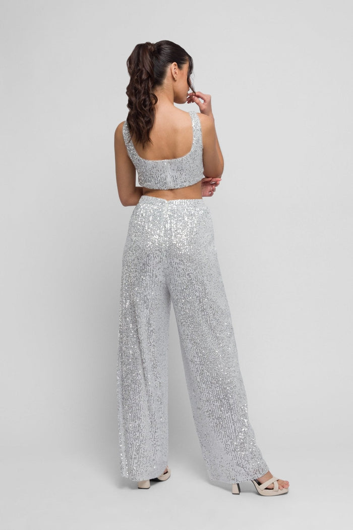Jaded Rose Sali Sequin Top In Silver. Dazzling & Versatile