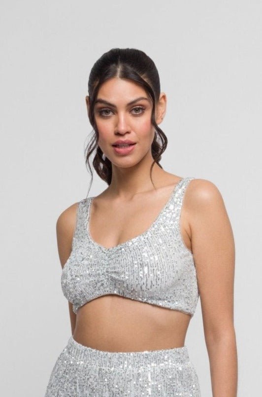jaded rose Sali Sequin Top in Silver. Dazzling & Versatile