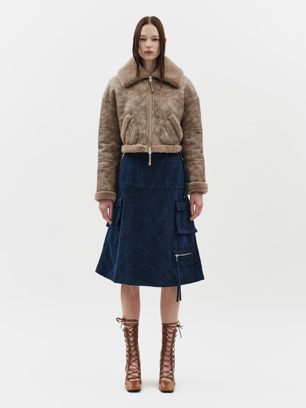 jakke Aviator Cropped Jacket Oat