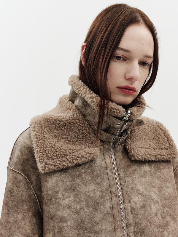 Jakke Frost Biker Coat Oat