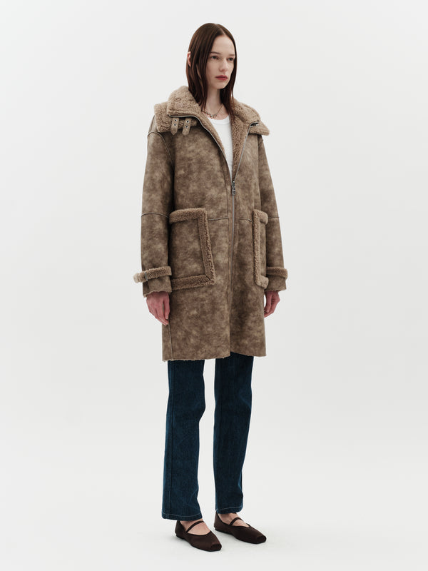 Jakke Frost Biker Coat Oat