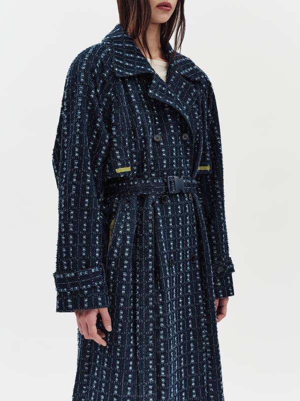 Jakke Milla Trench Coat Distressed Blue Denim