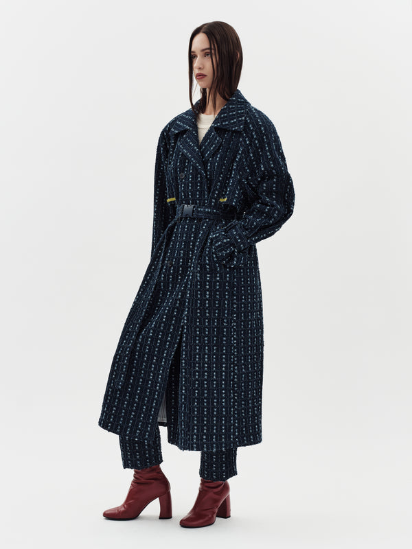 Jakke Milla Trench Coat Distressed Blue Denim