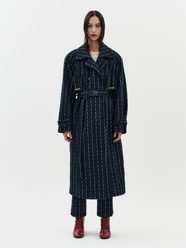 jakke Milla Trench Coat Distressed Blue Denim