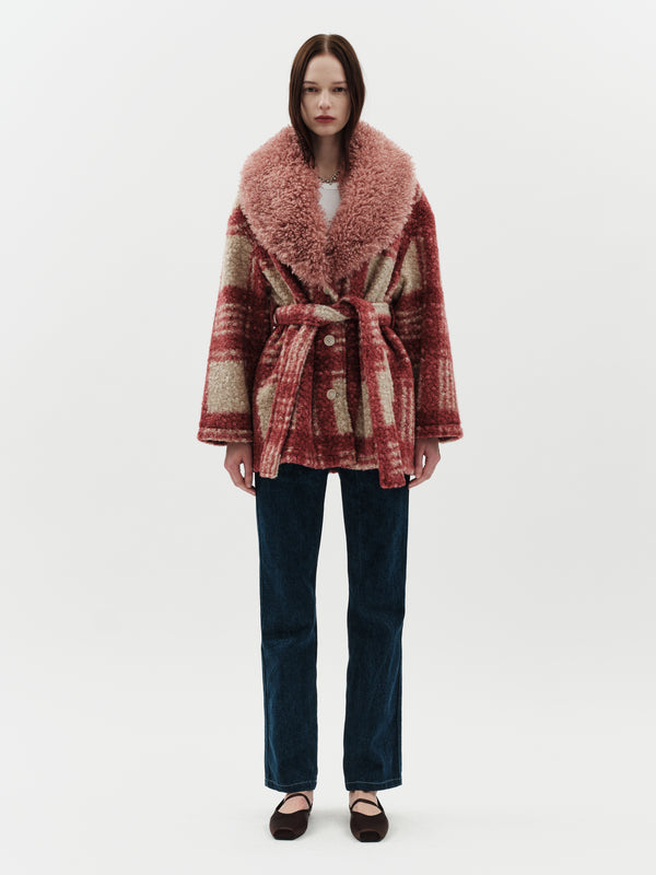 jakke Tavi Coat Red Check