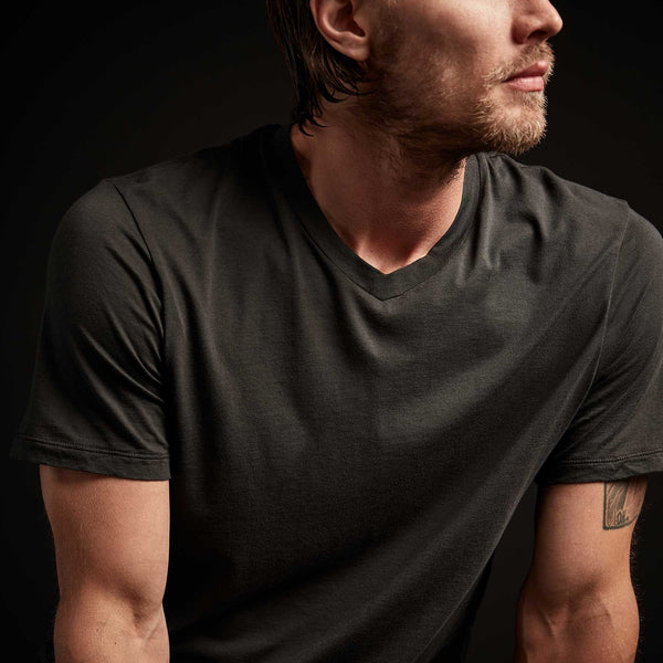 James Perse 3 Pack Luxe Lotus Jersey V Neck Tee Black/White/Carbon