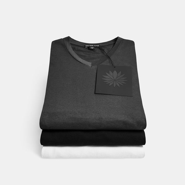james perse 3 Pack Luxe Lotus Jersey V Neck Tee Black/White/Carbon