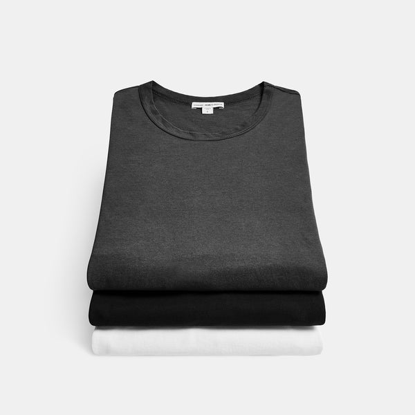james perse 3 Pack Short Sleeve Crew Neck Black/White/Carbon Pigment