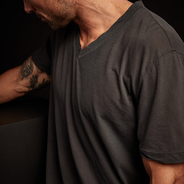 James Perse 3 Pack Short Sleeve V Neck Black/White/Carbon Pigment