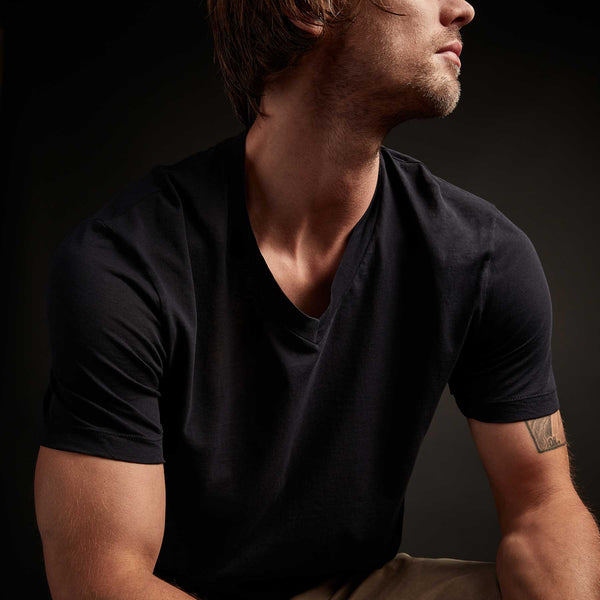 James Perse 3 Pack Short Sleeve V Neck Tee Black/White/Deep