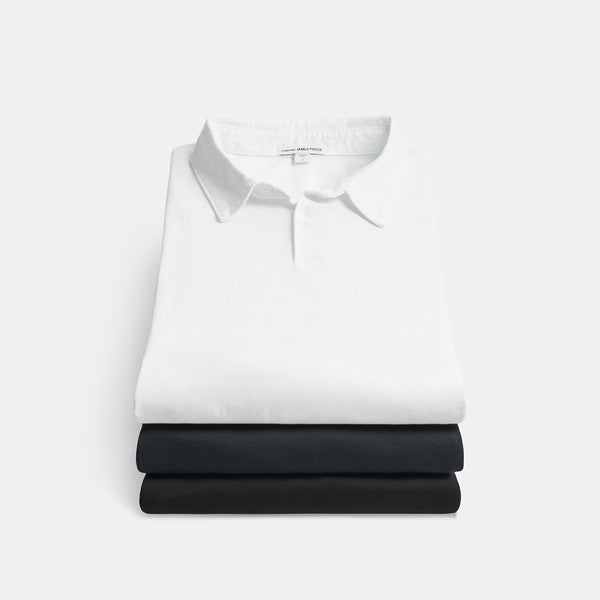 james perse 3 Pack Sueded Jersey Polo Black/White/Deep