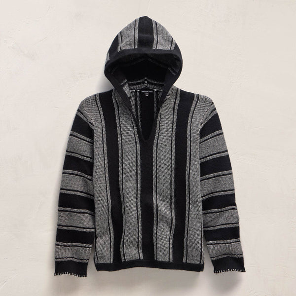 James Perse Baja Stripe Cashmere Poncho Black Stripe