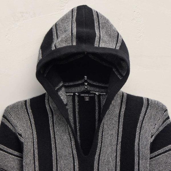 James Perse Baja Stripe Cashmere Poncho Black Stripe