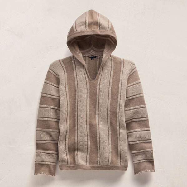 James Perse Baja Stripe Cashmere Poncho Natural Stripe