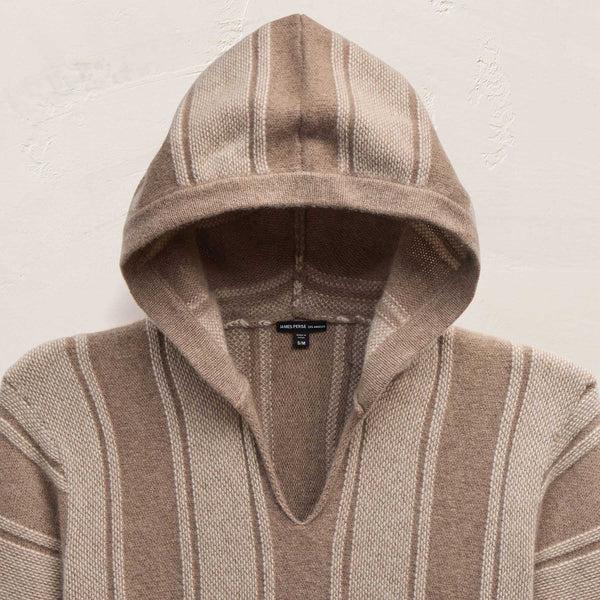 James Perse Baja Stripe Cashmere Poncho Natural Stripe