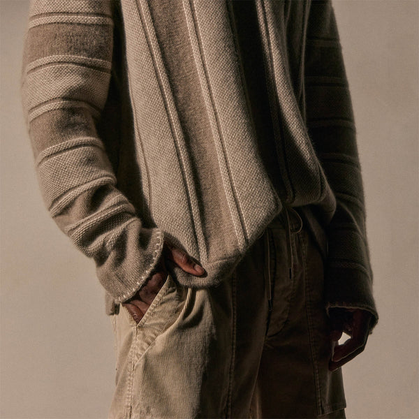 James Perse Baja Stripe Cashmere Poncho Natural Stripe