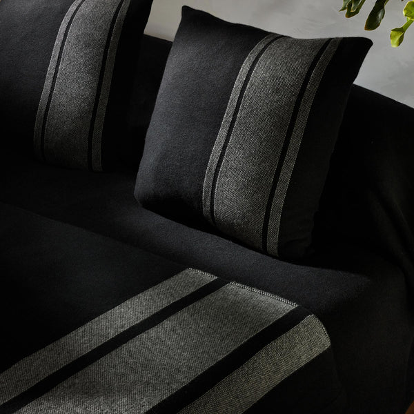 James Perse Baja Stripe Knit Blanket Black/Heather Grey