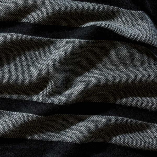 James Perse Baja Stripe Knit Blanket Black/Heather Grey
