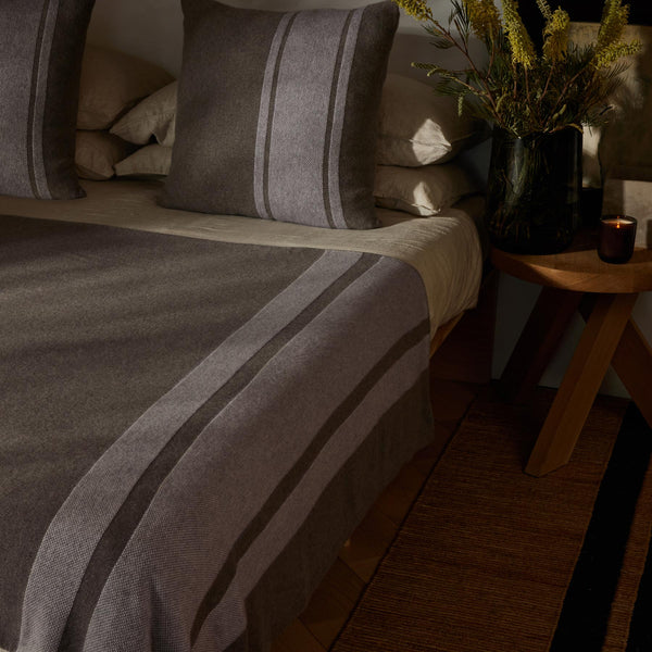 james perse Baja Stripe Knit Blanket Taupe Melange/Ivory