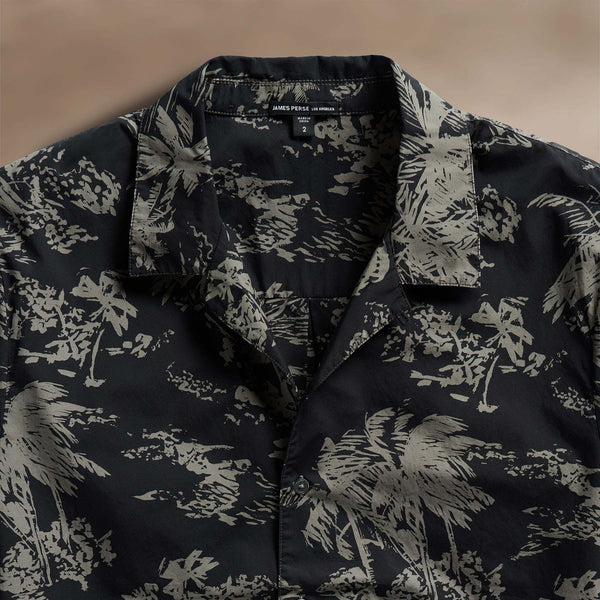 James Perse Brandílera Print Short Sleeve Shirt Black/Army Green Pigment