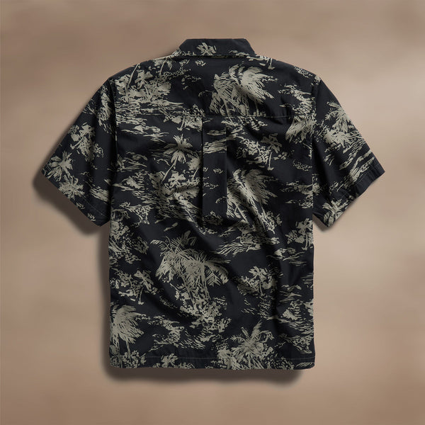 James Perse Brandílera Print Short Sleeve Shirt Black/Army Green Pigment