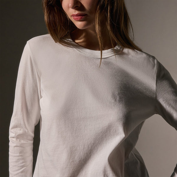 James Perse Brushed Elevated Jersey Long Sleeve Tee White