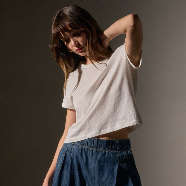 james perse Brushed Elevated Jersey Short Sleeve Tee White