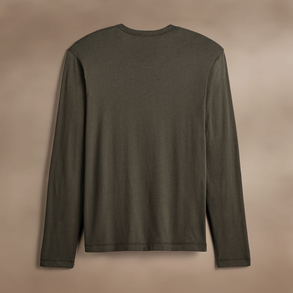 James Perse Brushed Lotus Long Sleeve Crew Army Green
