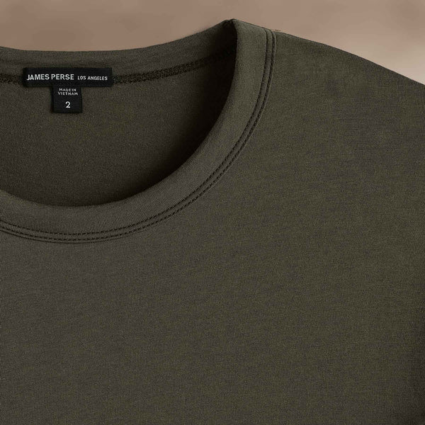 James Perse Brushed Lotus Long Sleeve Crew Army Green