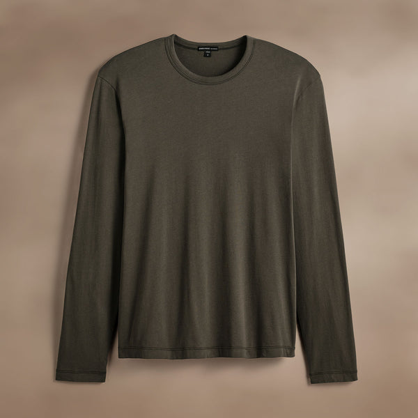 james perse Brushed Lotus Long Sleeve Crew Army Green