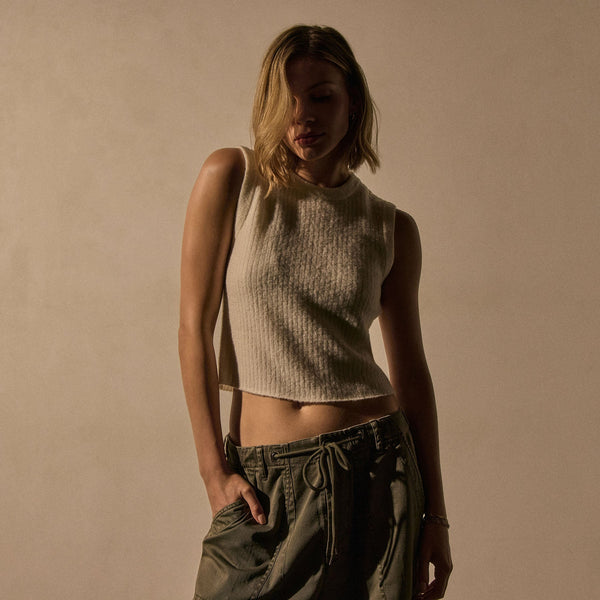 james perse Brushed Merino Cashmere Blend Tank Ivory