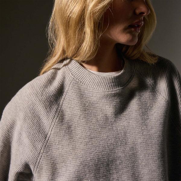 James Perse Brushed Thermal Knit Mock Neck Heather Grey