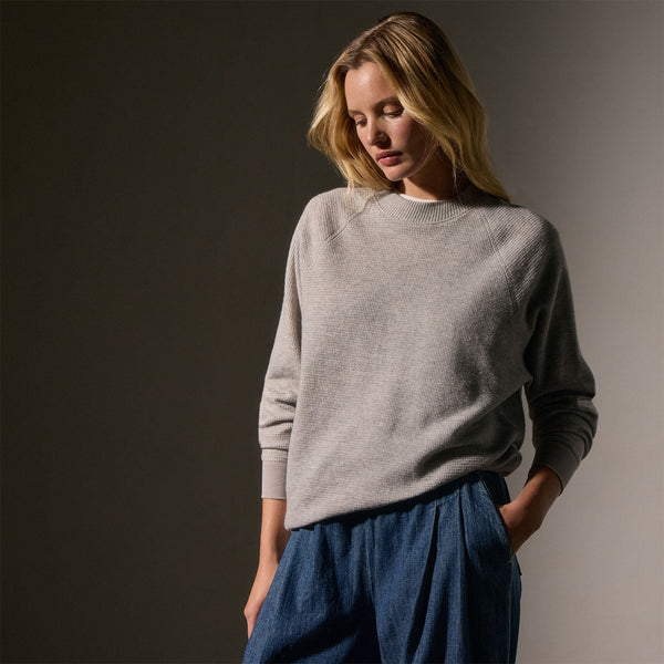 james perse Brushed Thermal Knit Mock Neck Heather Grey