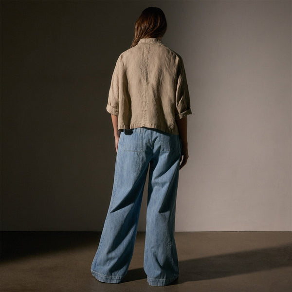 James Perse Cargo Pocket Cropped Shirt Overcast Pigment