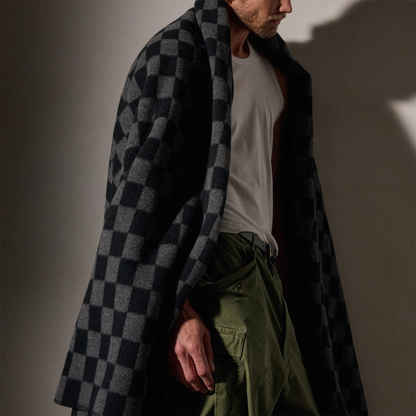 james perse Checkerboard Cashmere Blanket Black/Grey