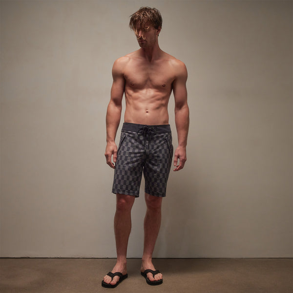 James Perse Checkered Boardshort Slate/Raccoon Grey