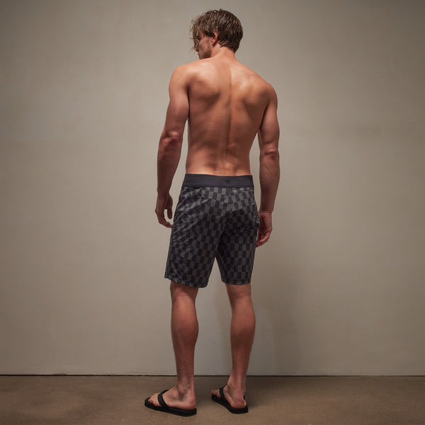 James Perse Checkered Boardshort Slate/Raccoon Grey